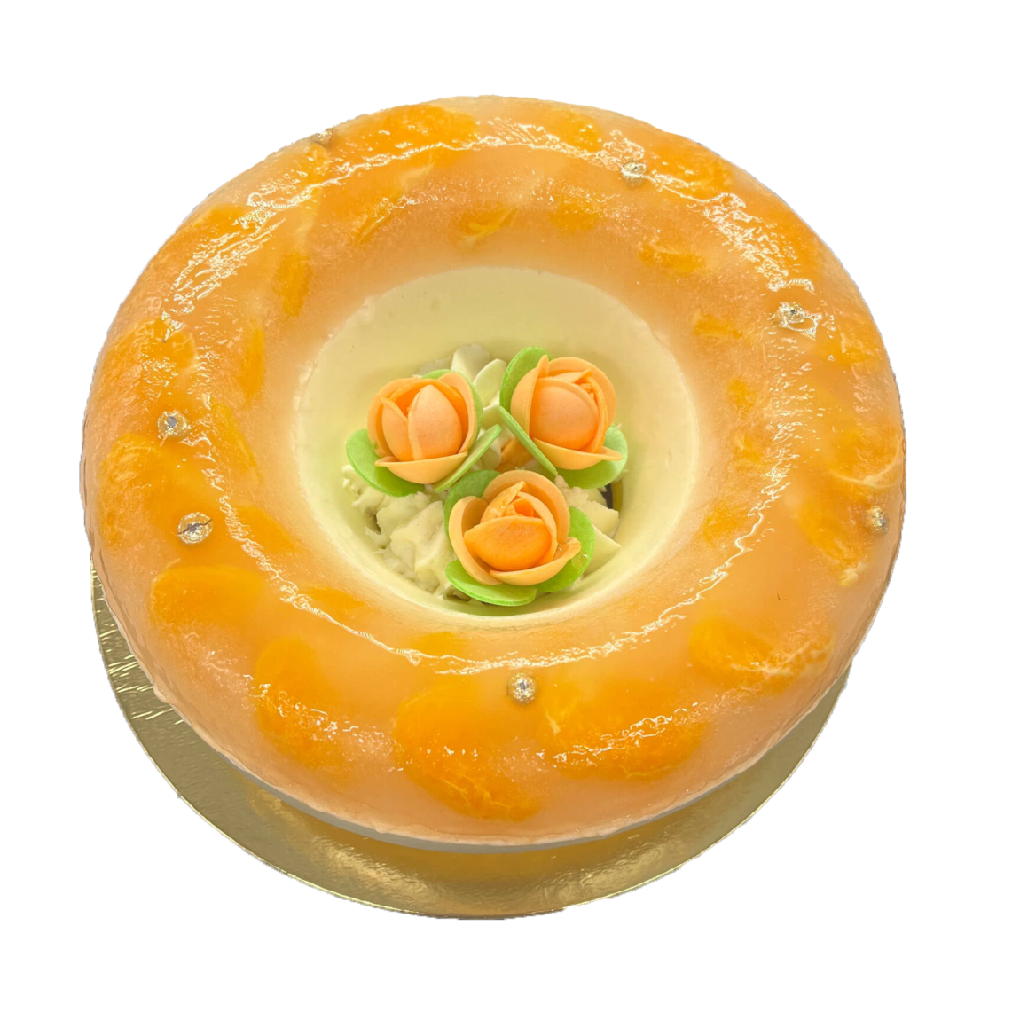 Imagen de producto dulce de la pastelería de horno peñalba  pastel de limón con flores naranjas