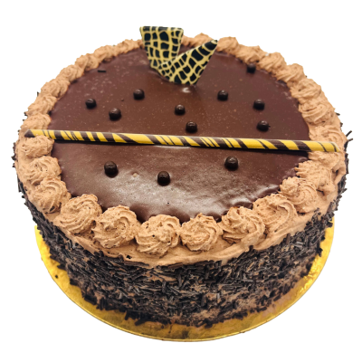 Imagen producto tarta de chocolate con decoración de nata de chocolate