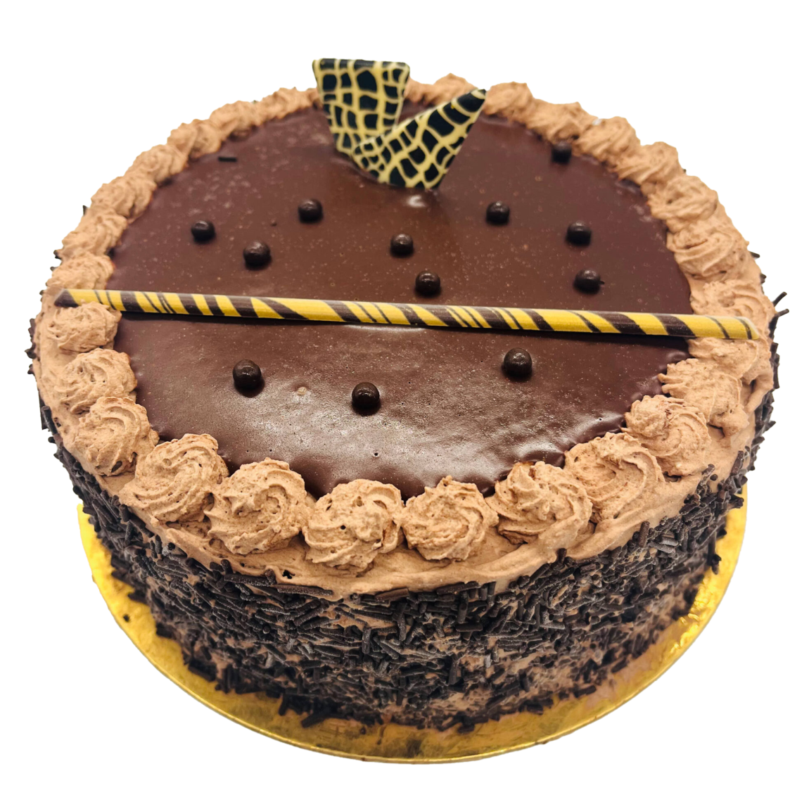Imagen de producto dulce de la pastelería de horno peñalba tarta de chocolate con decoración de nata marrón